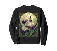 Iris Février Anniversaire Fleurs Style Art Nouveau Sweatshirt