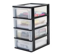 Iris Ohyama 144004 OCH-2004 A4-Tour de Rangement avec 4 Tiroirs Plastique Noir/Transparent 26 x 35,5 x 49 cm