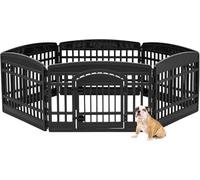 Iris Ohyama, Parc pour Chien Intérieur, Extérieur avec 6 Panneaux & Porte Verrouillable, H60cm, Noir, Cage, Enclos, Cloture pour Chiens, Chiot, Chat, Lapin, Animaux de Compagnie, Plastique, CI-606E