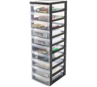 IRIS OHYAMA Armoire de rangement - 10 tiroirs de 7 L - Avec roues - Poignées ergonomiques - L29 x P37,5 x H100,5 cm - Noir