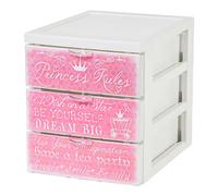 Iris Ohyama, Tour de Rangement Plastique, 3 Petits Tiroirs, Design Princesse, Rangement Enfant, Format A5, Organisateur de Bureau, Pour Accessoires, Salle de bain, Cosmétiques, Sans BPA, Tour, SCF-A5
