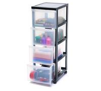 Iris Ohyama, Tour de rangement à Roulettes en Plastique, 4 Grands Tiroirs, Noir, Ouverture Facile, Meuble de Rangement, Papeterie, pour Chambre, Salle de Bain, École & Bureau, Sans BPA, DC-304
