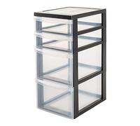 Iris Ohyama, Tour de rangement à Roulettes, Plastique, 2 Grands & Petits Tiroirs, Noir, Ouverture Facile, Meuble de Rangement, Papeterie, pour Chambre, Salle de Bain, École & Bureau, Sans BPA, DC-322