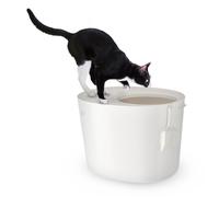 Iris Ohyama, Bac à litiÃ?re, avec couvercle rainuré, pour chat - Cat Litter Box Jump-In - PUNT-530, Blanc