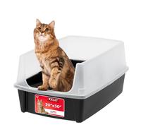 Iris Ohyama Bac à Litière Chat XL Ouvert, Maison de Toilette pour Chat sans Couvercle, Parois Hautes Anti-Projections, Grand Bac Nettoyage Facile, pour Grands Chats, Chatons, Litière XXL