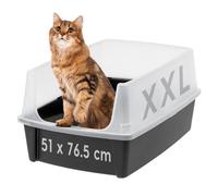 Iris Ohyama, Bac à litière Chat XL Ouvert, Parois Hautes Anti-Projections, Grand Bac, Noir, CLH-XL
