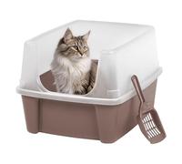 Iris Ohyama, Bac a Litiere pour Chat avec Pelle, Beige, Nettoyage Facile, Maison de Toilette, Rebords Amovibles, Anti-fuite, Pour Chats Adultes, Chatons, Lapins, Sans BPA, Ouverture en haut, CLH-12