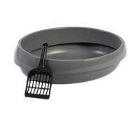 Iris Ohyama, Bac a Litiere pour Chat avec Pelle, Max. 4 kg, Gris, Ouvert, Maison de Toilette, Rebords Hauts, pour Chatons, Lapins, Petite capacité, sans BPA, Nettoyage Facile, PNE-480
