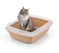 Iris Ohyama, Bac a Litiere pour Chat, Petit, Beige, Nettoyage Facile, Maison de Toilette, Rebords Amovibles, Anti-Fuite, pour Chats Adultes, Chatons, sans BPA, Ouverture en Haut, CLH-12S