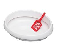 Iris Ohyama, Bac à litière rebord amovible, intérieur poli, compact, pelle incluse pour chat - Cat Toilet PNE-480, Blanc