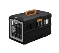 Iris Ohyama, Caisse, Cage, Box de Transport pour Chien, Chat, 2 Portes, Clips, et Loquet de Sécurité, Plastique(PP) sans BPA,L55 x P31.5 x H36.4 cm, Train, Voiture et Avion, FC-550, Noir