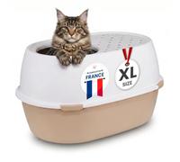 Iris Ohyama, Bac Litière pour Chat XL, Litiere Chat XXL, Blanc, Caisse Litière, Ouverture par Le Haut, Nettoyage Facile, pour Grand Chat Adulte, Deux Chats, Maine Coon, sans BPA - Punt-XL
