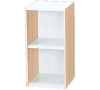 Iris Ohyama, Bibliotheque Gain de Place, Large 2 Etageres, Marron Clair, Réglable, Modulable, pour Salon, Bureau, Chambre, Livres, CD, Petit Meuble de Rangement, Montage Facile, UB-6030