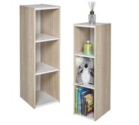 Iris Ohyama, Bibliotheque Gain de Place, 3 Etageres, Lot de 2, Marron Clair, Réglable, Modulable, pour Salon, Bureau, Chambre, Livres, CD, Petit Meuble de Rangement, Montage facile, UB-9025