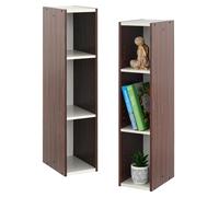 Iris Ohyama, Bibliotheque Gain de Place, Etroite 3 Etageres, Lot de 2, Marron, Réglable, Modulable, pour Salon, Bureau, Chambre, Livres, CD, Petit Meuble de Rangement, Montage facile, UB-9020