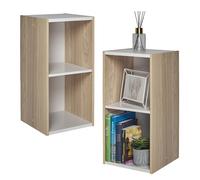 Iris Ohyama, Bibliotheque Gain de Place, Large 2 Etageres, Lot de 2, Marron Clair, Réglable, Modulable, pour Salon, Bureau, Chambre, Livres, CD, Petit Meuble de Rangement, Montage facile, UB-6030