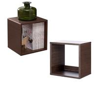 Iris Ohyama, Bibliothèque, Lot de 2 Meubles d'appoint, Etagères de Rangement Amovible, Design, Moderne, Bureau, Chambre, Salon - QR-34 - Marron