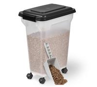 Iris Ohyama, Boite Croquette Chien Hermetique à Roulettes, 18L/7kg, Noir, Couvercle à Rabat avec Joint Etanche, Plastique, pour Chien, Chat, Friandises, Conteneur Croquettes, sans BPA, ATS-M