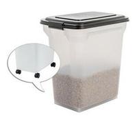 Iris Ohyama, Boite Croquette Chien Hermetique à Roulettes, 45L/15kg, Noir, Couvercle à Rabat avec Joint Etanche, Plastique, pour Chien, Chat, Friandises, Conteneur Croquettes, sans BPA, ATS-L