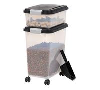 Iris Ohyama, Boîte à croquette plastique hermétique pour animaux avec Roues, Pelle, Lot de 2, 35L, MP-8/MP-1, Noir