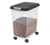 Iris Ohyama, Boîte à croquette plastique hermétique sans BPA pour animaux avec Roues, Couvercle à rabat, 35L, MP-8, Noir