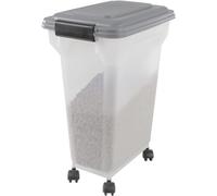 Iris Ohyama, Boite à croquette 20L pour 7,5kg Hermétique, Transparent, pelle et roues incluses pour chien & chat - Air Tight Food ContainerATS-M, Gris