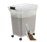 Iris Ohyama, Boite Croquette Chien Hermetique à Roulettes, 40L/15kg, Blanc, Couvercle à Rabat avec Joint Etanche, Plastique, pour Chien, Chat, Friandises, Conteneur Croquettes, sans BPA, ATS-L