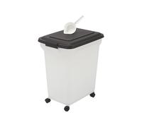 Iris Ohyama, Boite Croquette Chien Hermetique à Roulettes, 40L/15kg, Noir, Couvercle à Rabat avec Joint Etanche, Plastique, pour Chien, Chat, Friandises, Conteneur Croquettes, sans BPA, ATS-L
