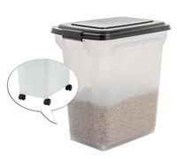 Iris Ohyama Boîte à croquettes ATS-L 40 L/15 kg hermétique roulettes noir sans BPA pour chien/chat