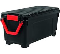 Iris Ohyama, Malle, Boîtes de rangement plastiques, avec couvercle et Cips de fermeture, 170L, A l'unité, Empilables, Roues, Sans BPA, Grenier, Cabanon, Garage, SIA-1000, Noir