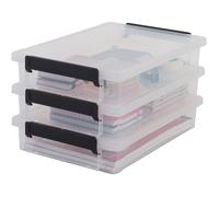 Iris Ohyama - Lot de 3 boîtes LLB-A4 - Rangement bureau - Casier de rangement - Transparent - Polypropylène - Empilable - Robuste - Léger - Sans BPA - Organiseur - LLB-A4