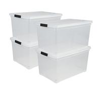 Iris Ohyama, Boîtes de rangement plastique de 50L, Lot de 4, Sans BPA, NCS-320, Transparent- L54 x P39.5 x H30.5 cm