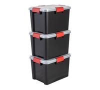 Iris Ohyama, Boite de Rangement Hermétique, 20L, Lot de 3, Noir, DDAT-SD