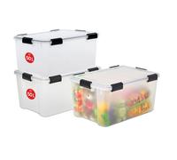 Iris Ohyama, Boite de Rangement Hermétique, 50L, Lot de 3, Transparent, AT-L