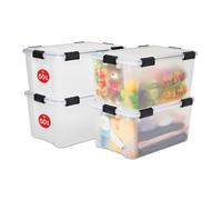 Iris Ohyama, Boite de Rangement Hermétique, 50L, Lot de 4, Transparent, AT-L