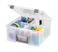 Iris Ohyama, Boîte de Rangement Loisirs plastique, 25L, 4 compartiments, Transparent DCB-4