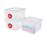 Iris Ohyama, Boite de Rangement Multi-Usages, 18L, Lot de 3, Transparent, MCB-18