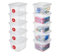 Iris Ohyama, Boite de Rangement Multi-Usages, 2L, Set de 10 | Fermeture Facile, Empilables, en Plastique, pour Vêtement, Étagères, École, Organisation, Jouet, Papeterie, MCB-2