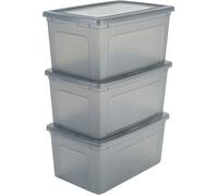 Iris Ohyama, Boite de Rangement Multi-Usages, 50L, Lot de 3, Gris, MCB-50