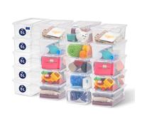 Iris Ohyama, Boite de Rangement Multi-Usages, 5L, Set de 20 New | Fermeture Facile, Empilables, en Plastique, pour Vêtement, Étagères, École, Organisation, Jouet, Papeterie, CNL-5