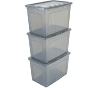 Iris Ohyama, Boite de Rangement Multi-Usages, 70L, Lot de 3, Gris, MCB-70