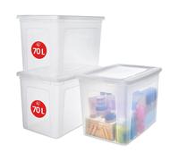 Iris Ohyama, Boite de Rangement Multi-Usages, 70L, Lot de 3, Transparent, MCB-70