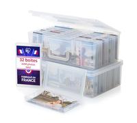 Iris Ohyama, Boîte de rangement photo avec 16 boîtes intérieures, Lot de 2, Capacité 3200 photos, Empilable avec poignée et fermeture sécurisée, Sans BPA, KP-XLPHO16
