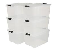 Iris Ohyama, Boite de Rangement Plastique avec Couvercle, 45L, Lot de 6, Transparent, TB-45