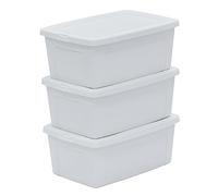 Iris Ohyama, Boite de Rangement Polyvalente, 11L, Lot de 3, Blanc, Fermeture Facile, Empilable, en Plastique Durable, pour Vêtement, Étagères, École, Organisation, Jouet, Papeterie, Chaussures, MCB-11