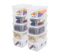 Iris Ohyama, Boîte/Lot de 10 boîtes de rangement, 11 L, Empilable, Clips, Chambre, Salon - Modular Clear Box MCB-11 - Transparent