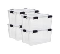 Iris Ohyama, Boîte/Lot de 4 boîtes de rangement, 50 L, Empilable, Clips, Chambre, Salon, Bureau - DDAT-L - Noir