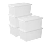 Iris Ohyama, Boîte/Lot de 5 boîtes de rangement, 50 L, Empilable, Clips, Chambre, Salon - Modular Clear Box MCB-50 - Transparent