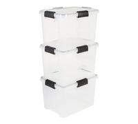 Iris Ohyama, Boîte plastique, Lot de 4, 50 L, Empilable, Hermétique - DDAT-L - Noir - L59 x P39 x H29 cm transparent 20L /...