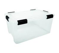 Iris Ohyama, Boite Rangement Hermétique, 50L, Transparent, Couvercle avec Joint Etanche, 6 Clips de Fermeture, Empilable, pour Exterieur, Garage, Vetement, Anti Poussiere, sans BPA, AT-L